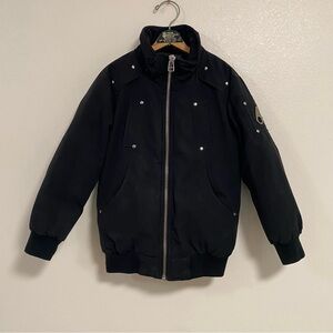 Moose Knuckle Canada Bomber Jacket Kids Small Black Goose Down coat Jacket